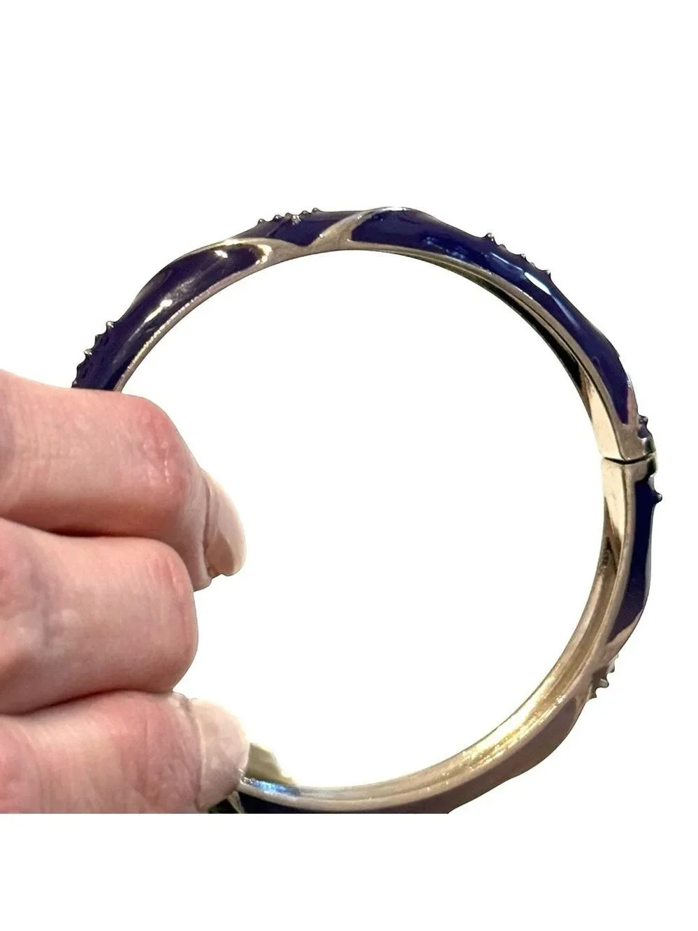 LOFT Purple Enamel Silver Tone Bangle Bracelet NWT
